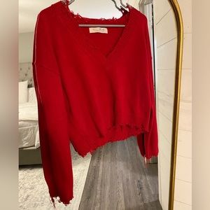 Red crop sweater